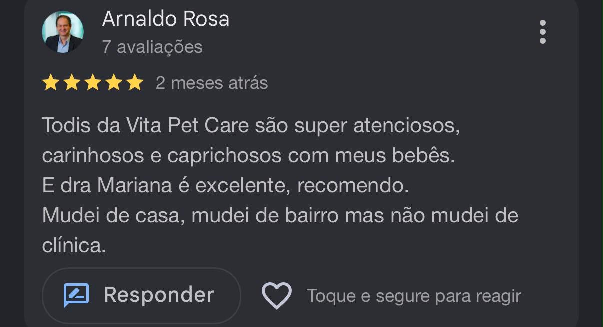 Avaliação de Arnaldo Rosa no Google