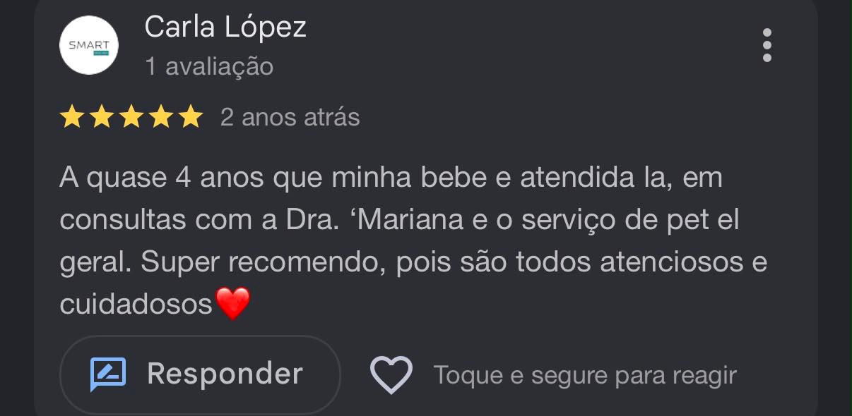 Avaliação de Carla López no Google