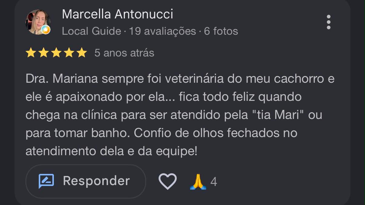 Avaliação de Marcella Antonucci no Google